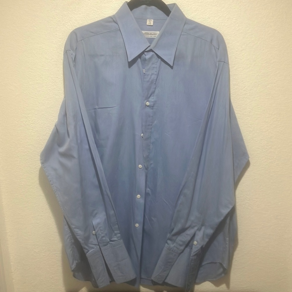 Mens XL 17L Barney’s New York  Piattelli Long Sleeve Cuffed Shirt Blue